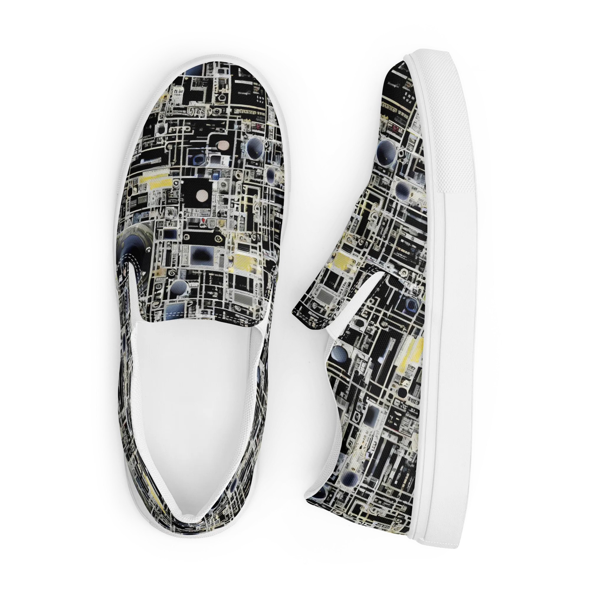 Midnight Control Grid on Men's Slip-On Canvas Shoes — Front
