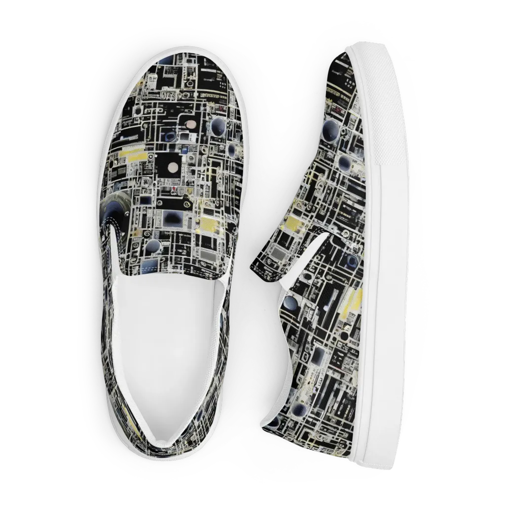Midnight Control Grid on Men's Slip-On Canvas Shoes — Front