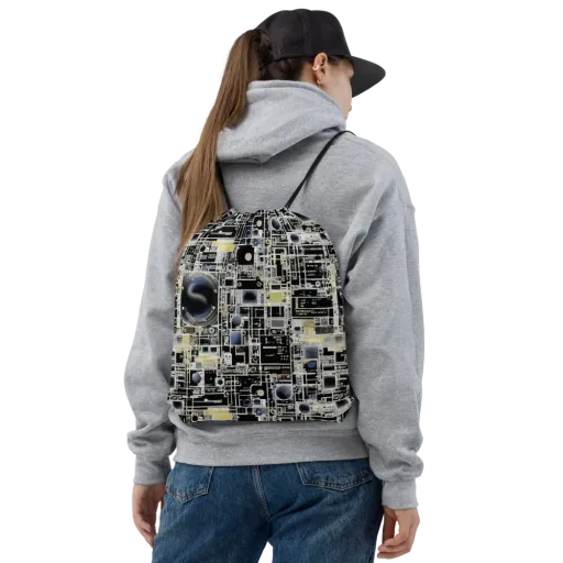 Midnight Control Grid on a Drawstring Bag