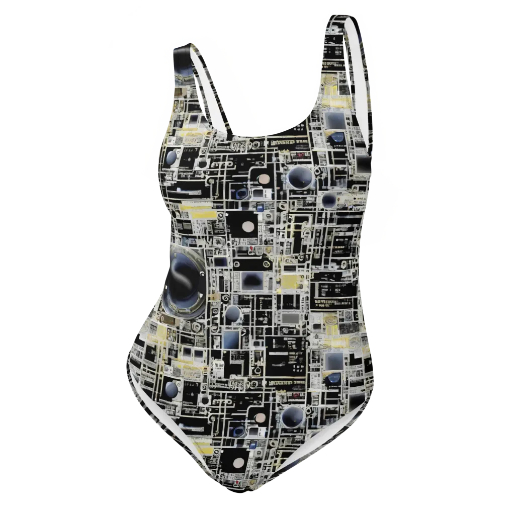 Midnight Control Grid on One-Piece Swimsuit — Front