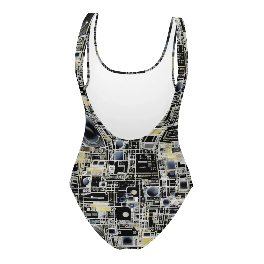 Midnight Control Grid on One-Piece Swimsuit — Back