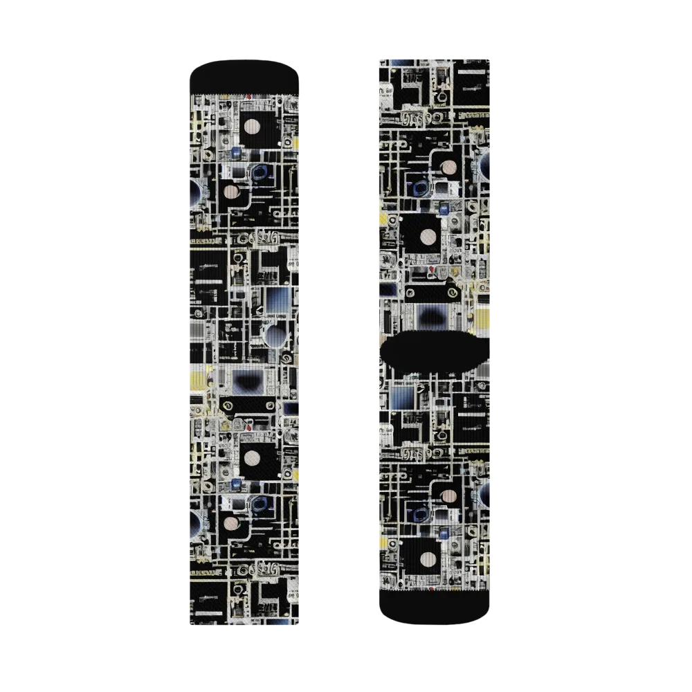 Midnight Control Grid on Socks — Left Sock