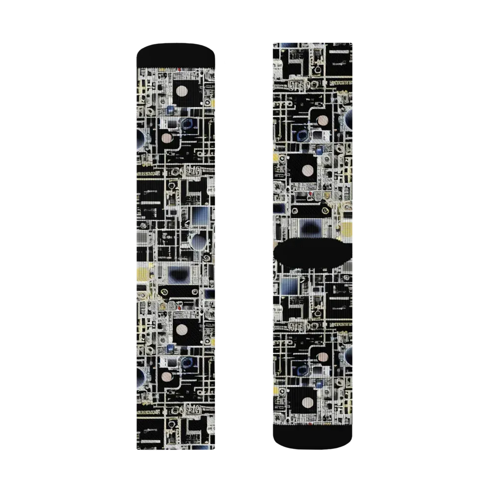 Midnight Control Grid on Socks — Right Sock
