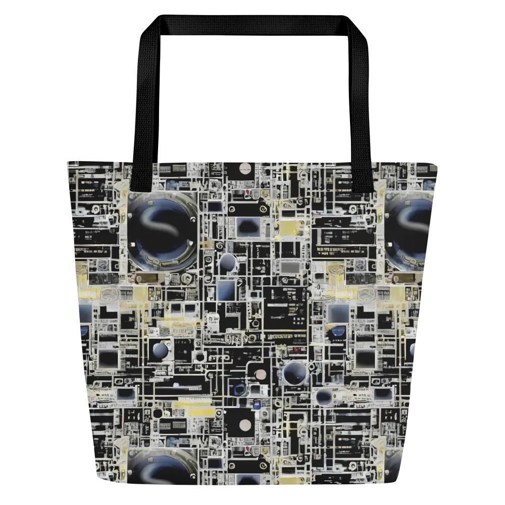 Midnight Control Grid on Large Tote Bag W/ Pocket — Front