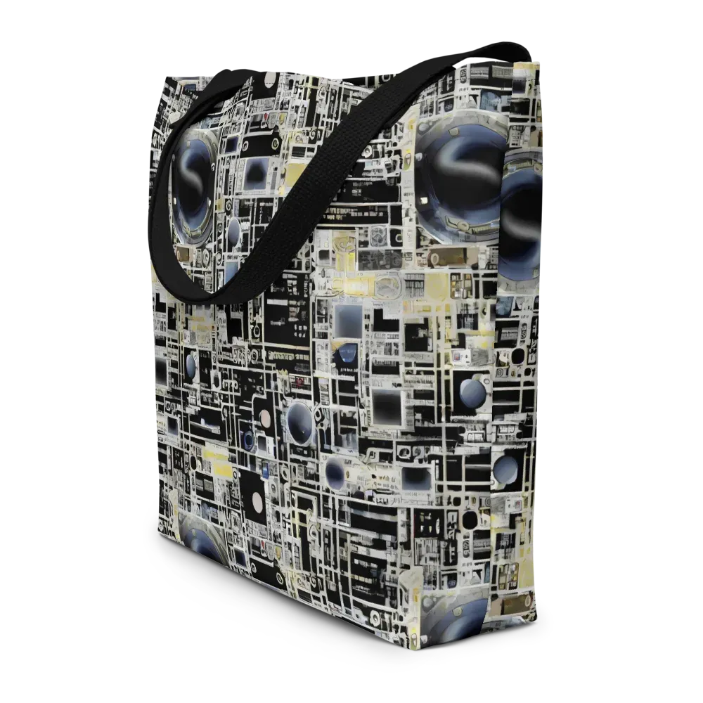 Midnight Control Grid on Large Tote Bag W/ Pocket — Front
