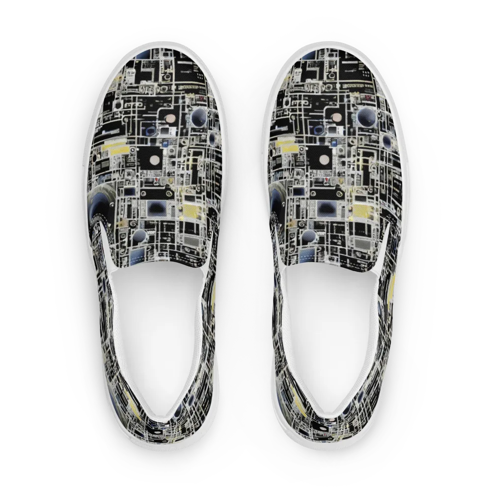 Midnight Control Grid on Women's Slip-On Canvas Shoes — Front