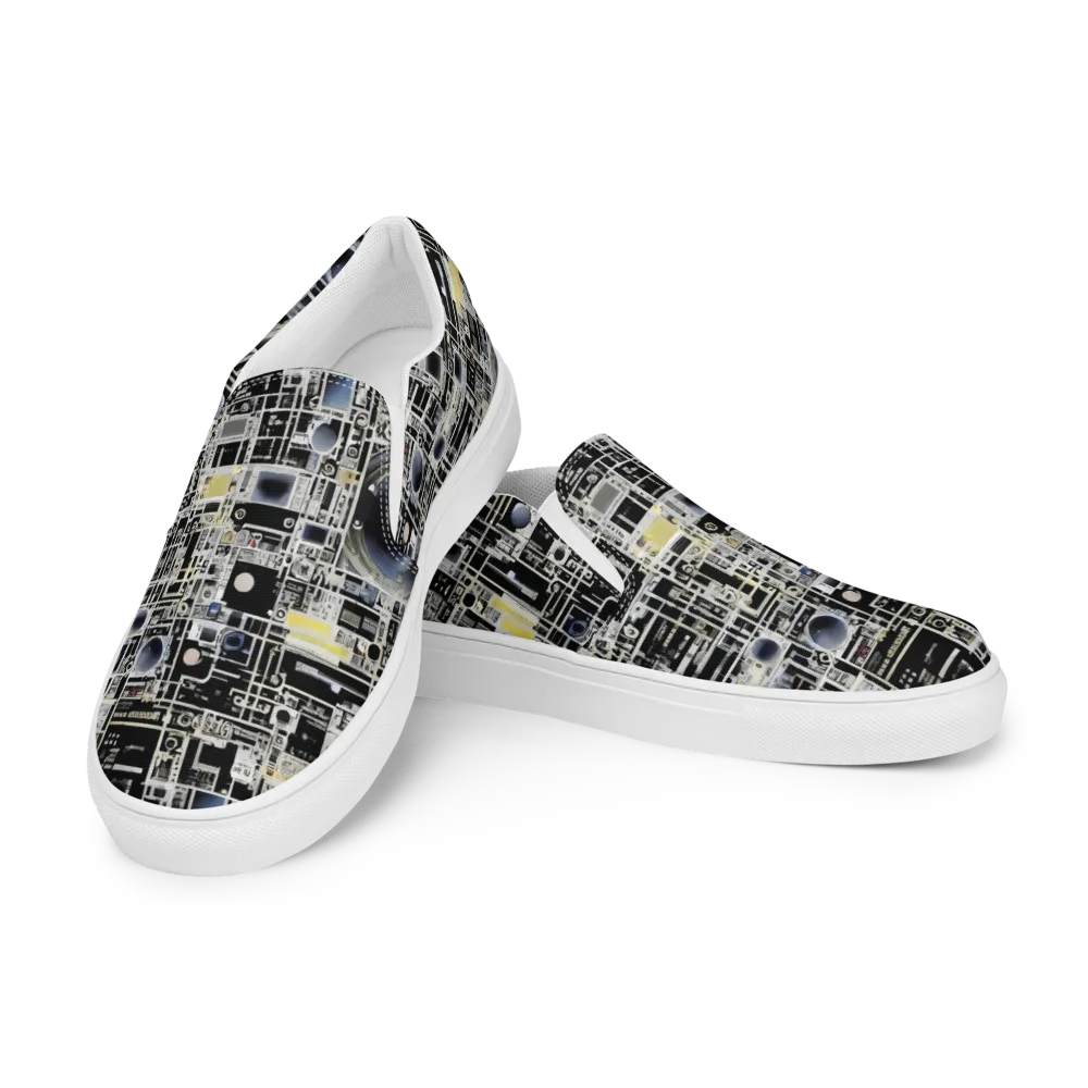 Midnight Control Grid on Women's Slip-On Canvas Shoes — Left Front