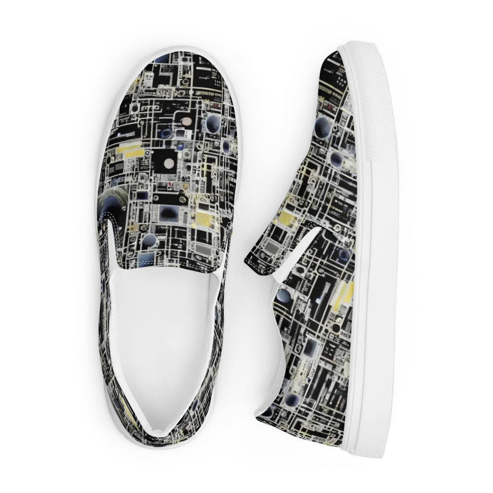 Midnight Control Grid on Women's Slip-On Canvas Shoes — Front