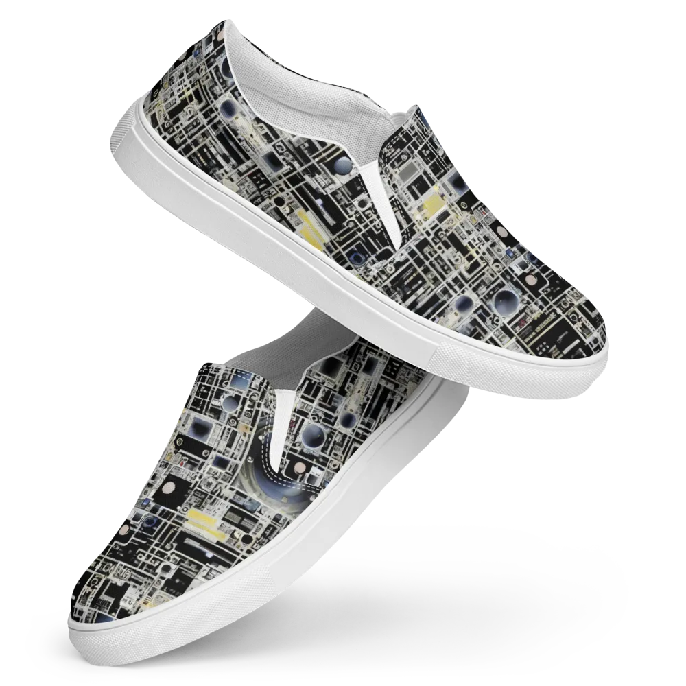 Midnight Control Grid on Women's Slip-On Canvas Shoes — Front