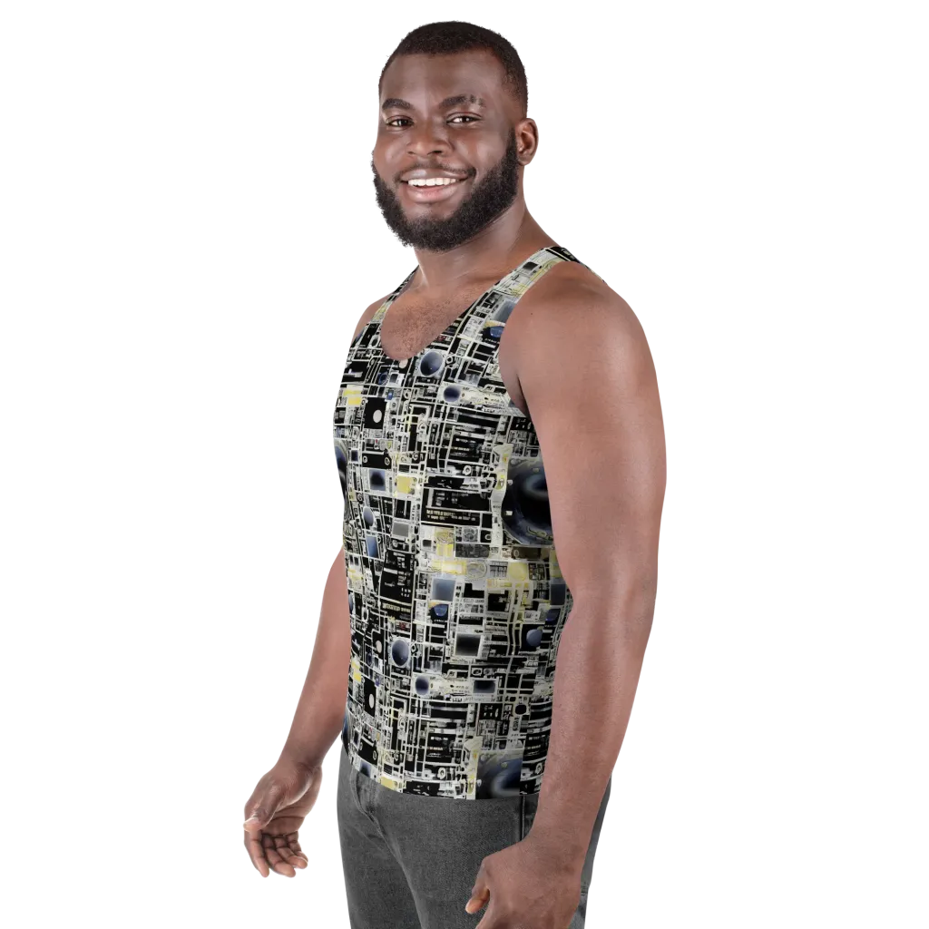 Midnight Control Grid on Men's Tank Top — Left Front