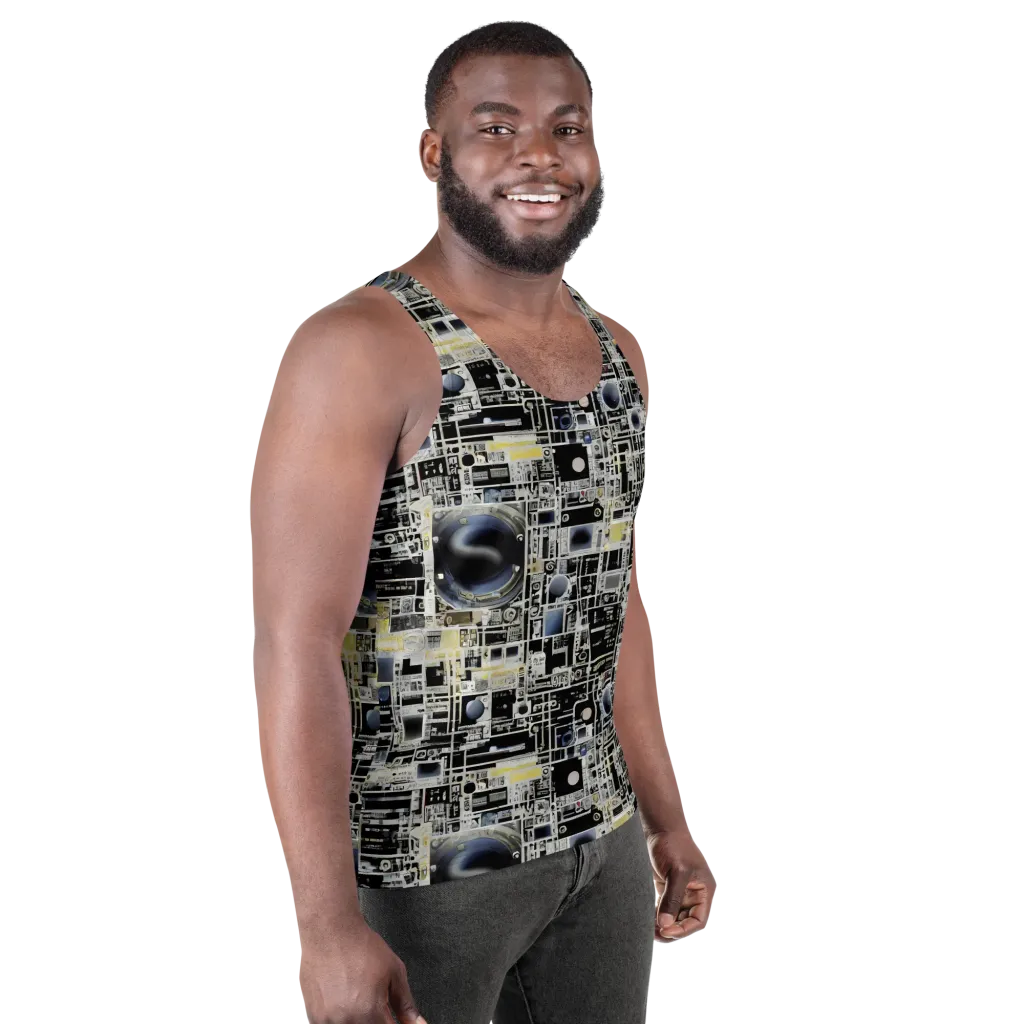 Midnight Control Grid on Men's Tank Top — Right Front