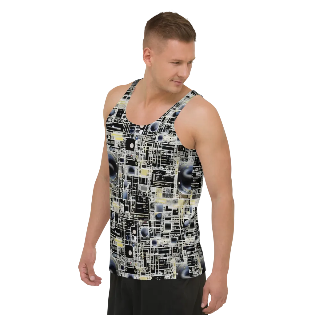 Midnight Control Grid on Men's Tank Top — Left Front