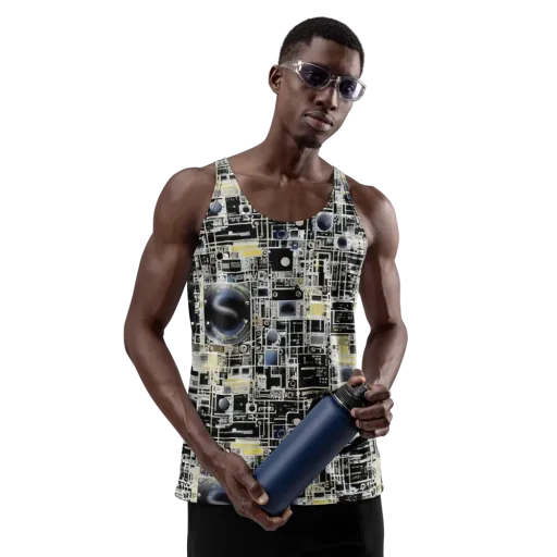 Midnight Control Grid on a Men's Tank Top