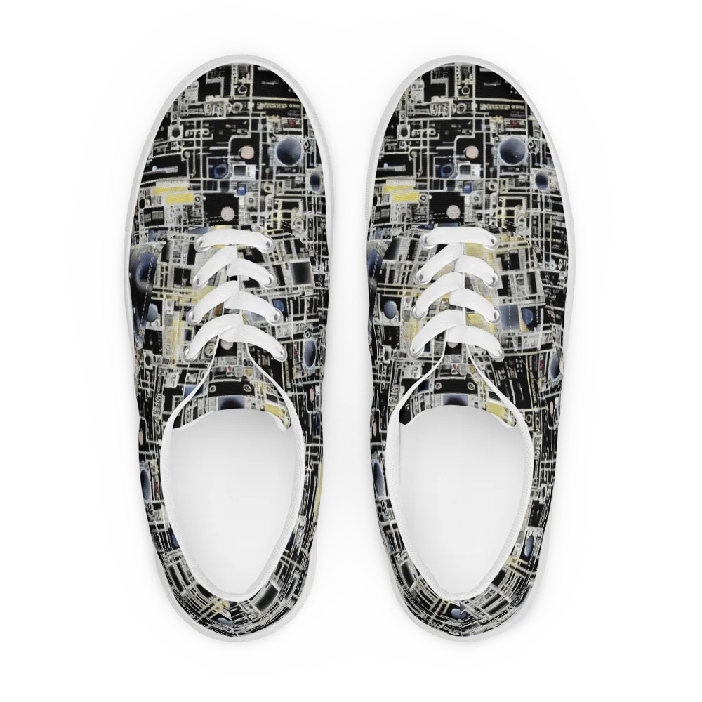 Midnight Control Grid on Men's Lace-Up Canvas Shoes — Front