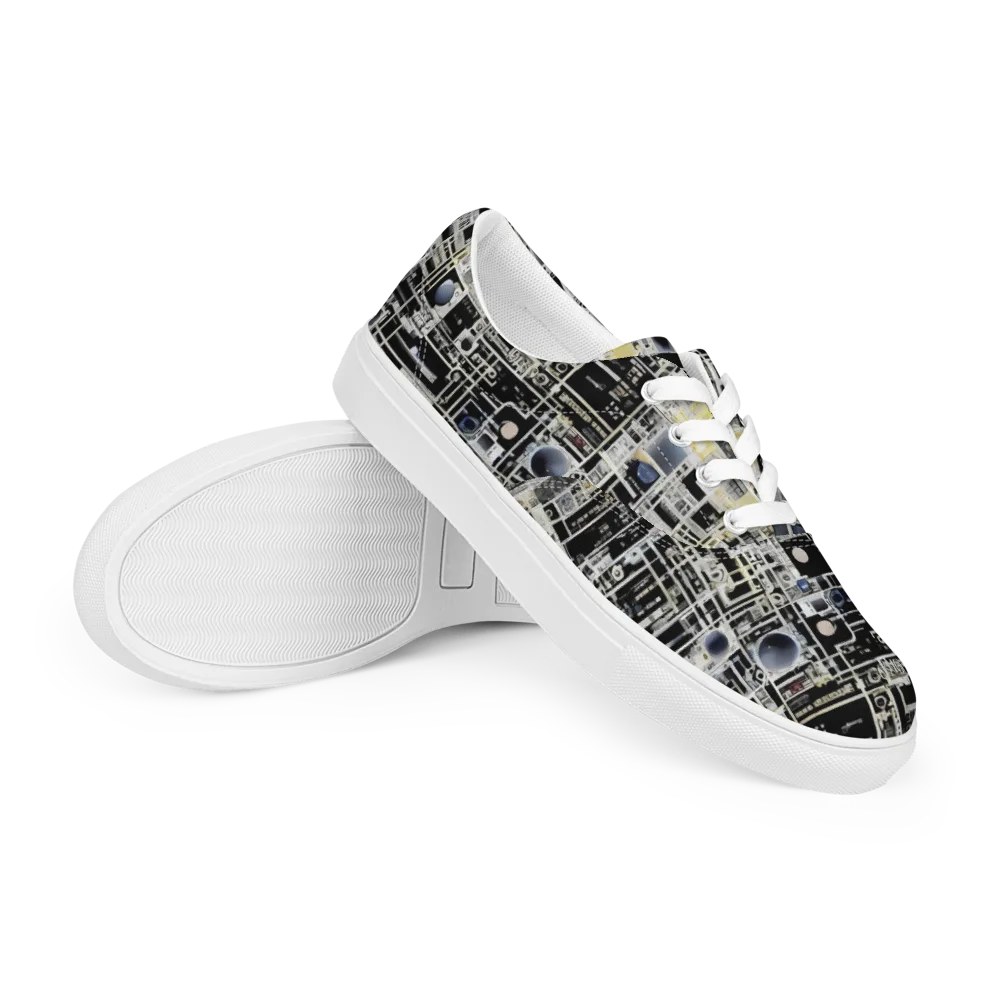 Midnight Control Grid on Men's Lace-Up Canvas Shoes — Right Front