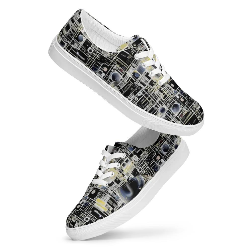 Midnight Control Grid on Men's Lace-Up Canvas Shoes — Front