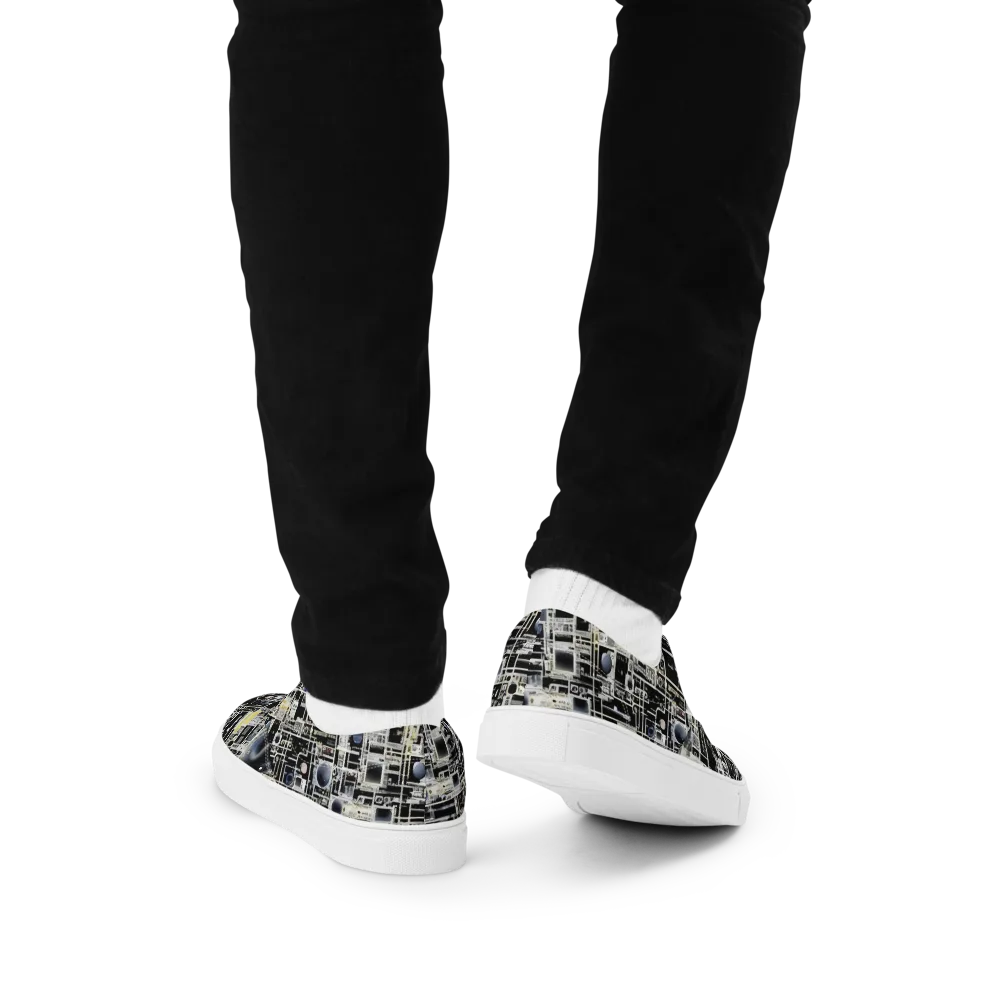 Midnight Control Grid on Men's Lace-Up Canvas Shoes — Back