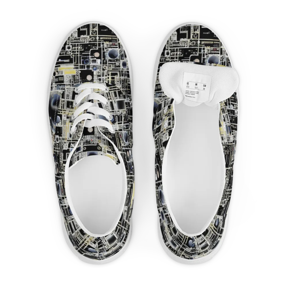 Midnight Control Grid on Men's Lace-Up Canvas Shoes — Front