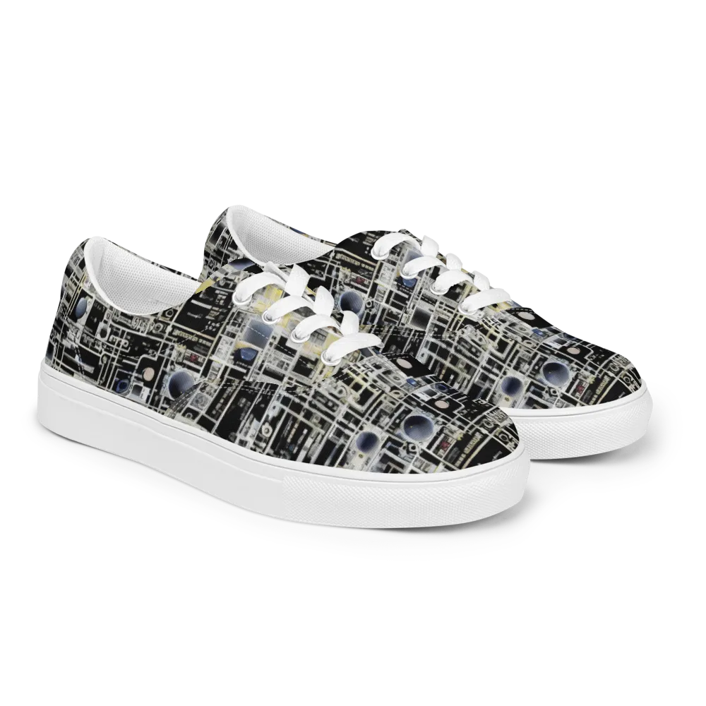 Midnight Control Grid on Men's Lace-Up Canvas Shoes — Right Front