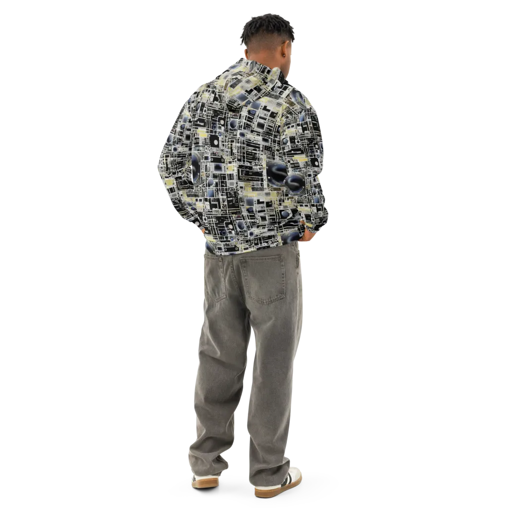 Midnight Control Grid on Cotton Hoodie — Back