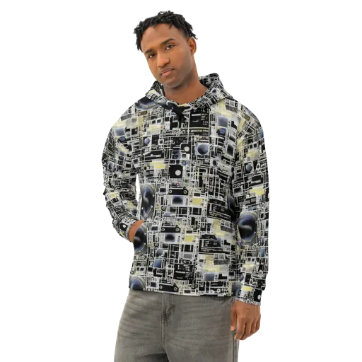 Midnight Control Grid on a Cotton Hoodie
