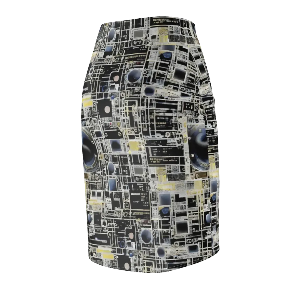 Midnight Control Grid on Pencil Skirt — Back Side