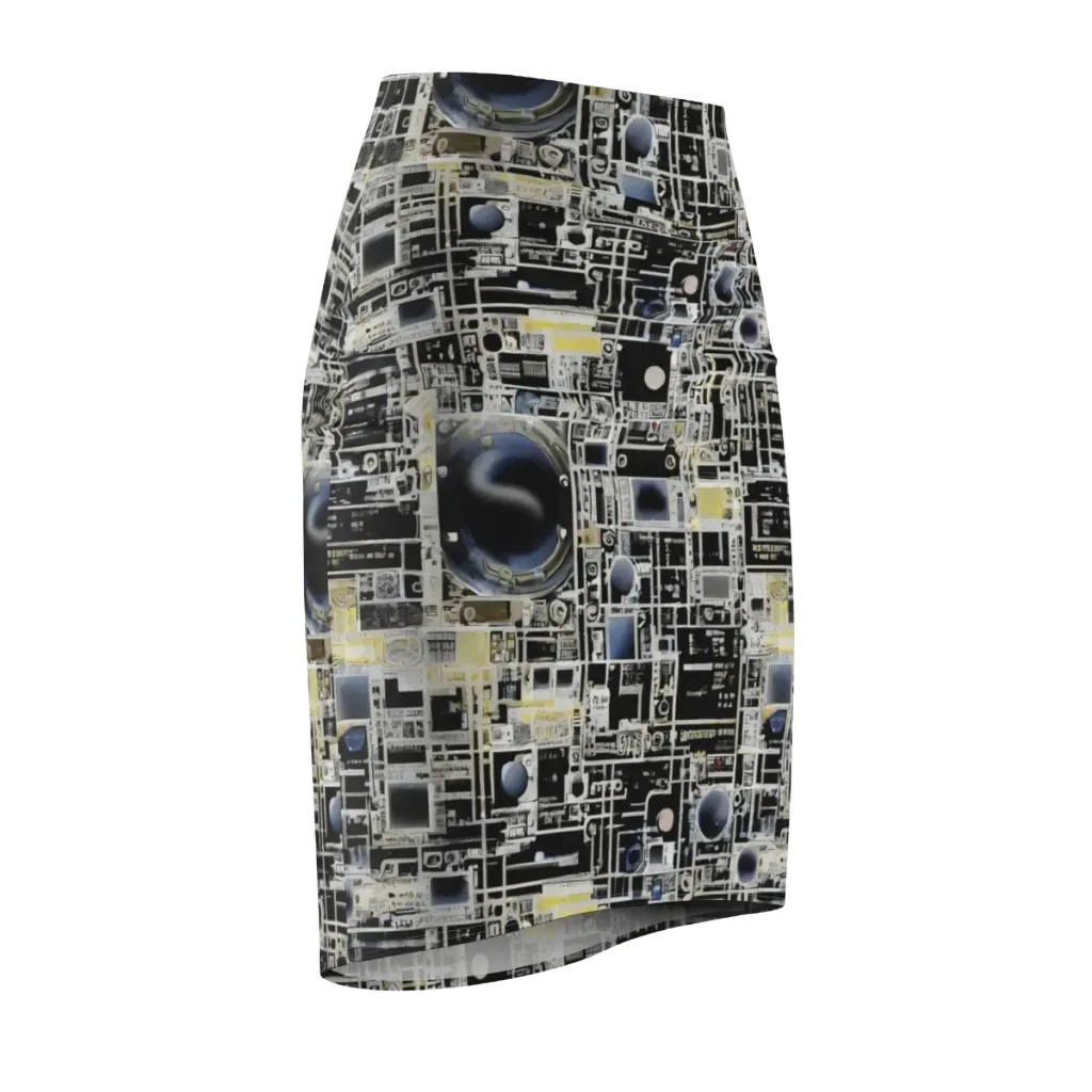 Midnight Control Grid on Pencil Skirt — Front Side