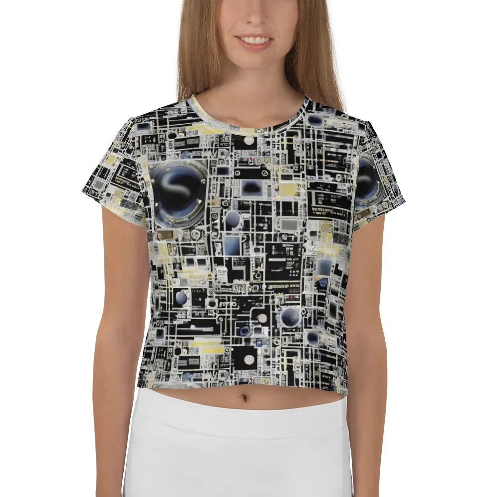 Midnight Control Grid on Crop Tee — Front