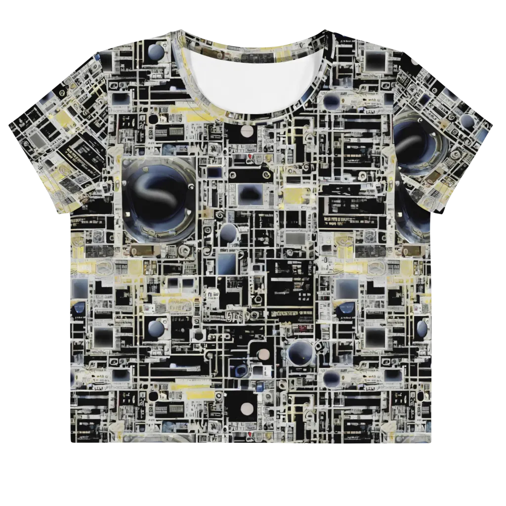 Midnight Control Grid on Crop Tee — Front