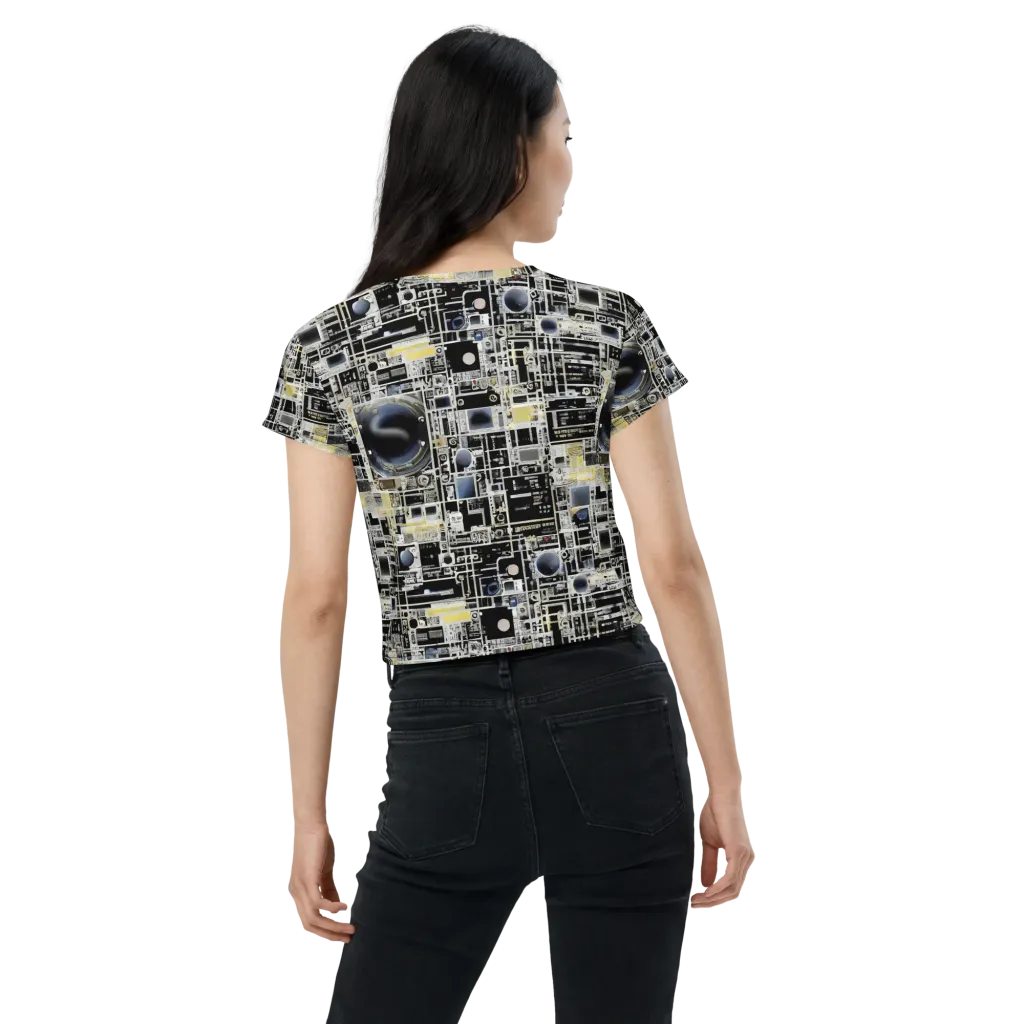 Midnight Control Grid on Crop Tee — Back
