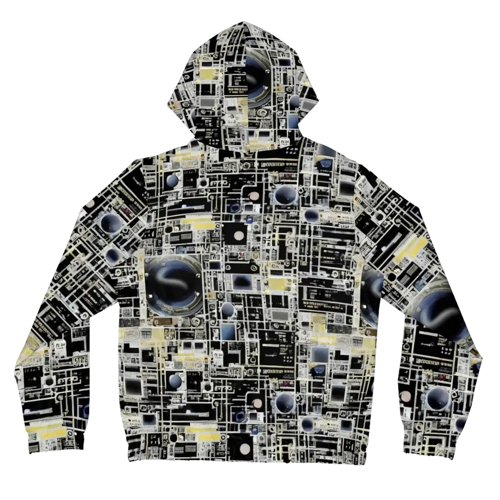 Midnight Control Grid on Women's Full-Zip Hoodie — Back