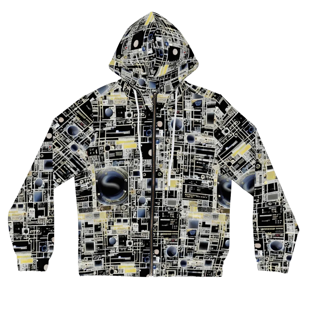 Midnight Control Grid on Women's Full-Zip Hoodie — Front