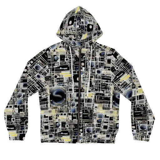 Midnight Control Grid on a Women's Full-Zip Hoodie