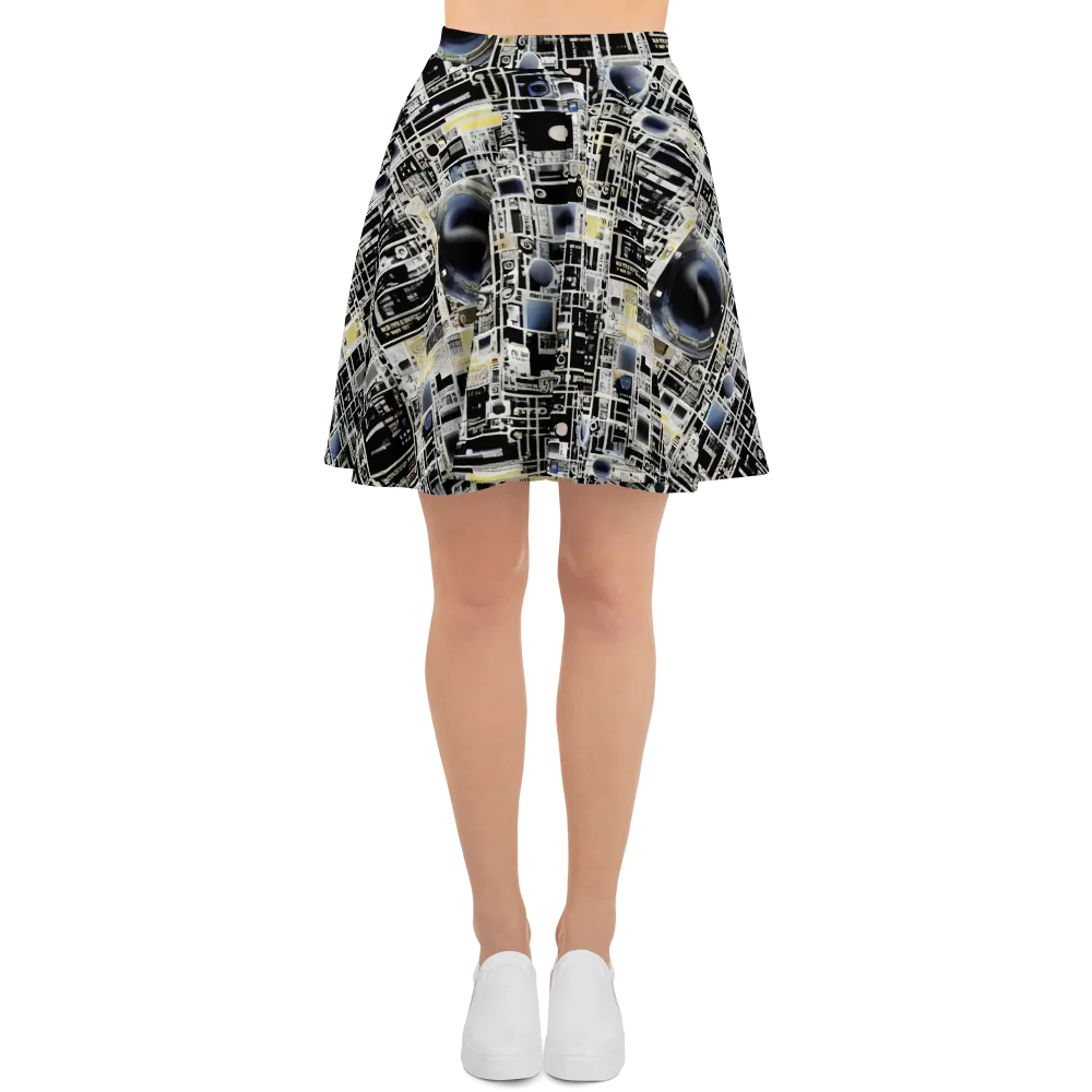 Midnight Control Grid on Skater Skirt — Front