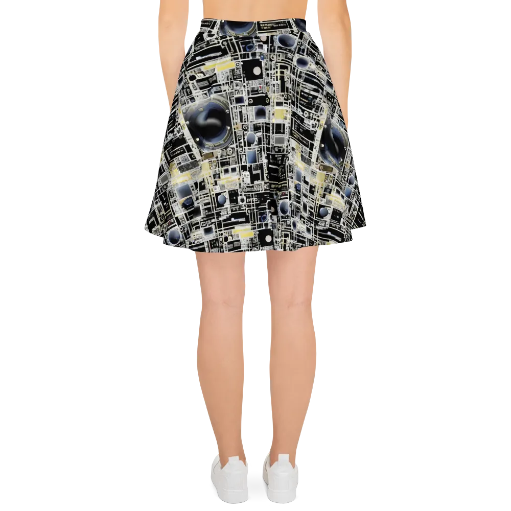 Midnight Control Grid on Skater Skirt — Back