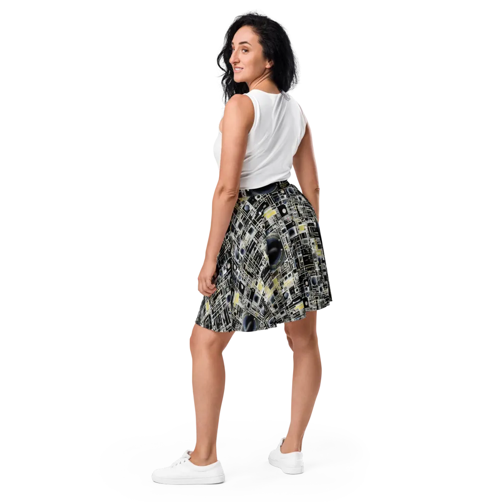 Midnight Control Grid on Skater Skirt — Back