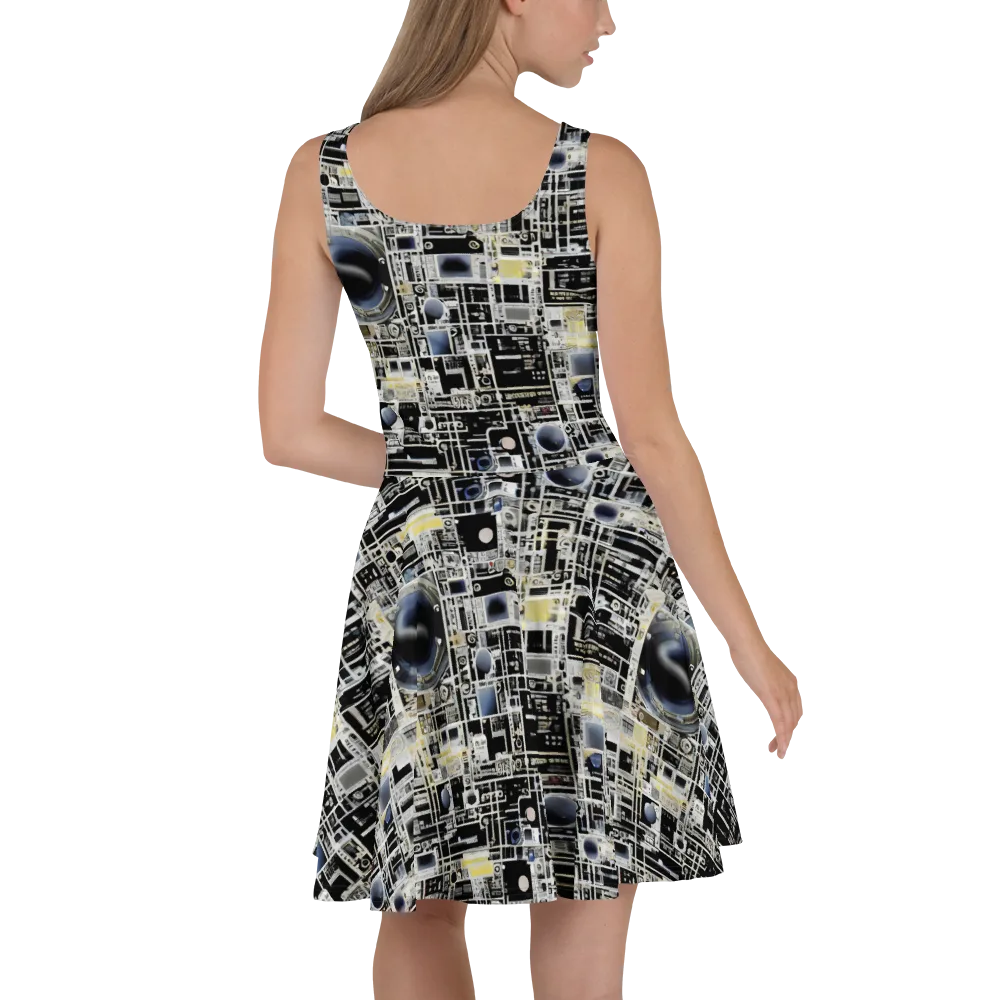 Midnight Control Grid on Skater Dress — Back