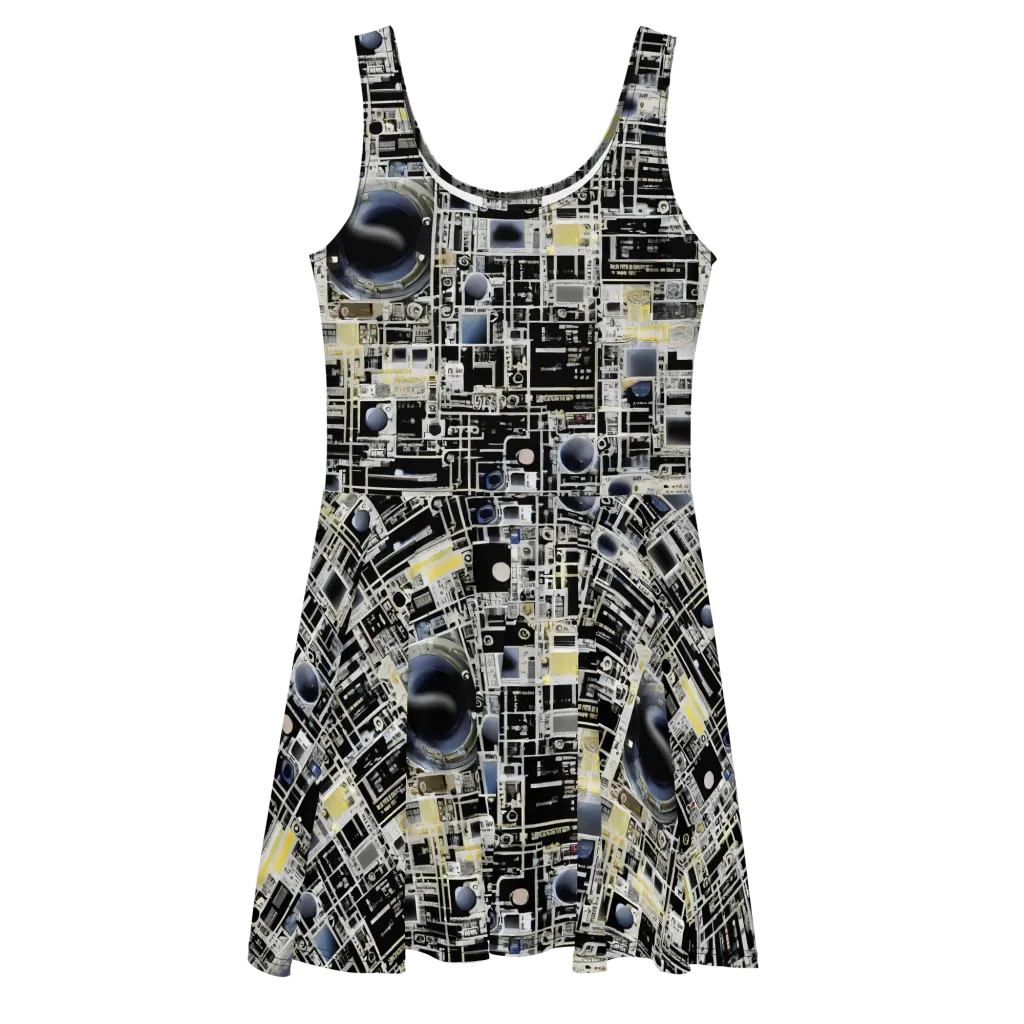 Midnight Control Grid on Skater Dress — Front