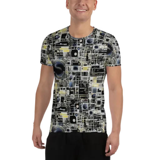 Midnight Control Grid on a Men's Athletic T-Shirt