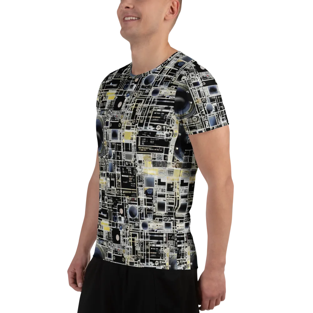 Midnight Control Grid on Men's Athletic T-Shirt — Left