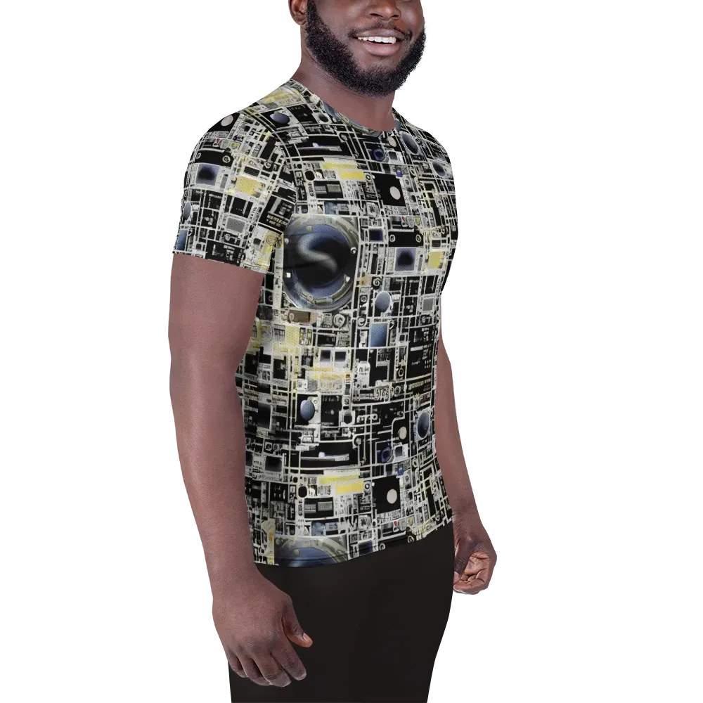Midnight Control Grid on Men's Athletic T-Shirt — Right