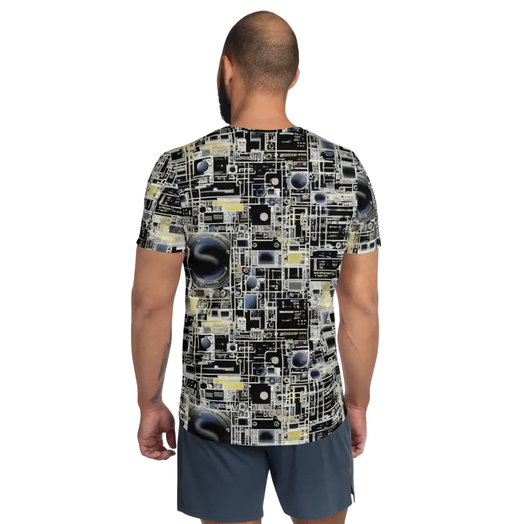 Midnight Control Grid on Men's Athletic T-Shirt — Back