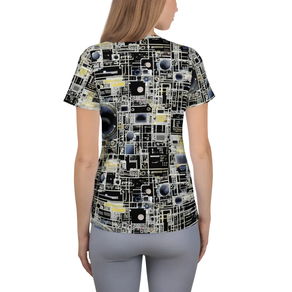 Midnight Control Grid on Women's Athletic T-Shirt — Back