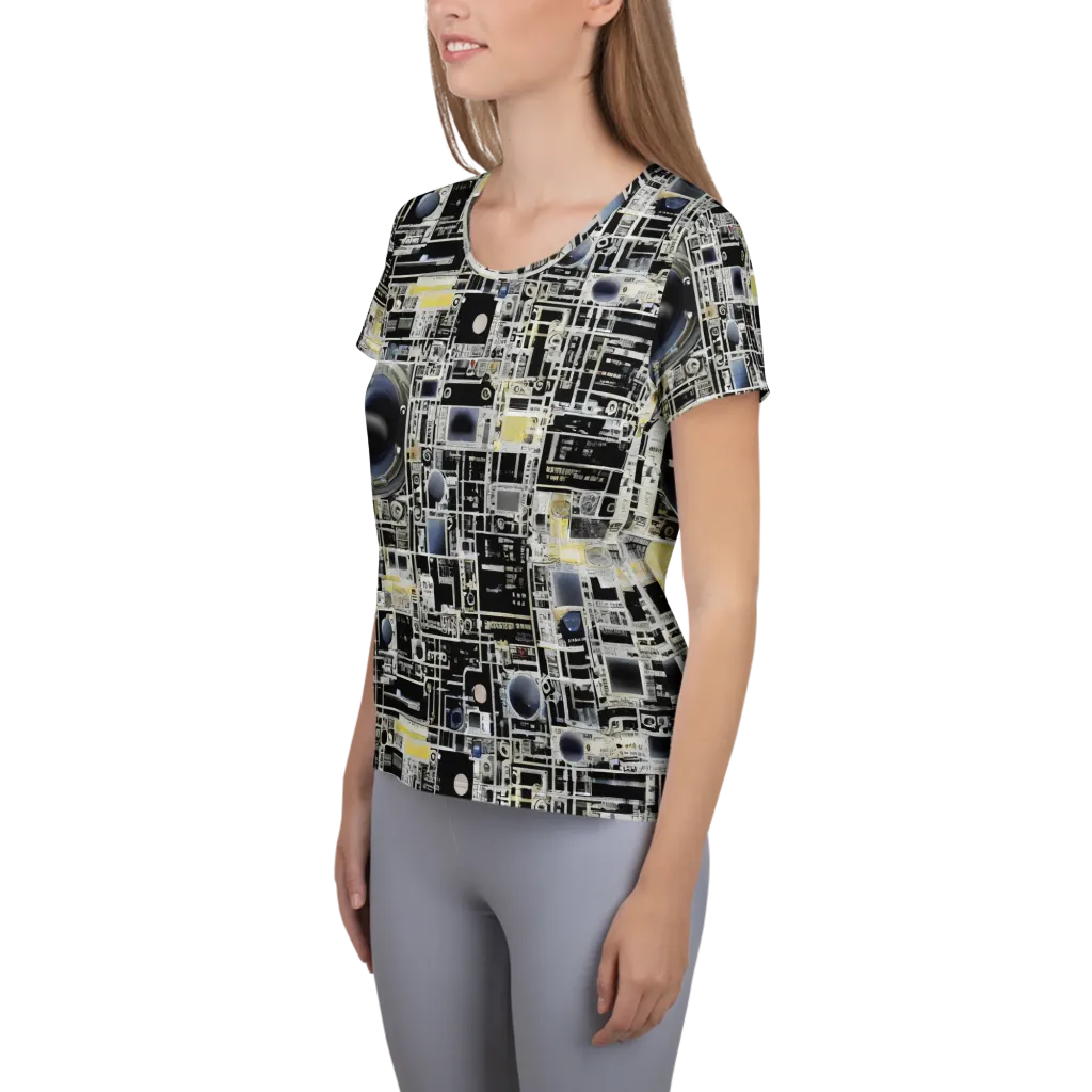 Midnight Control Grid on Women's Athletic T-Shirt — Left
