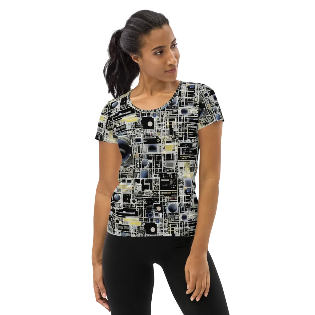 Midnight Control Grid on Women's Athletic T-Shirt — Front
