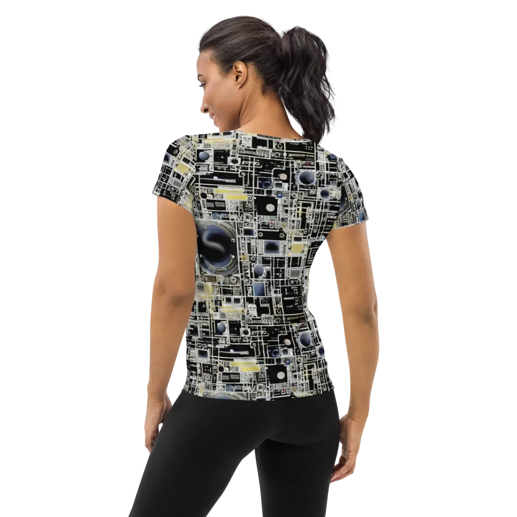 Midnight Control Grid on Women's Athletic T-Shirt — Back
