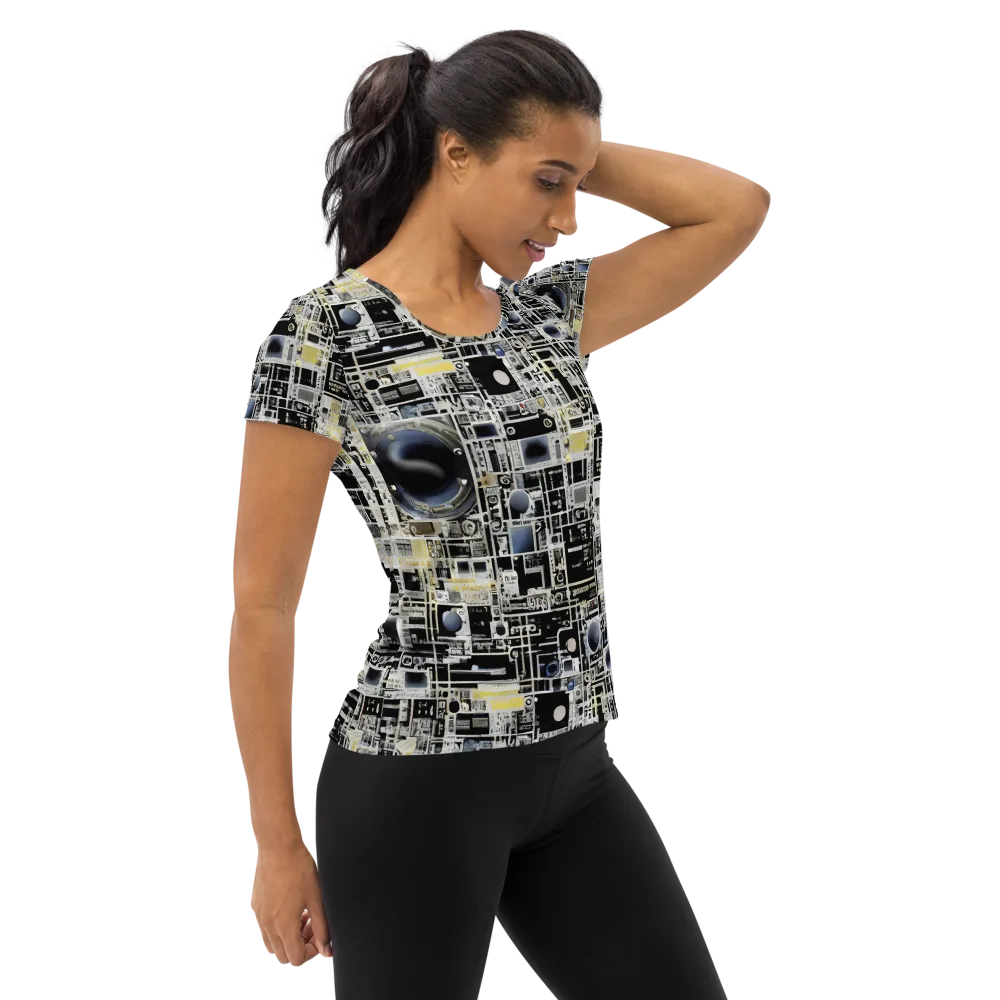 Midnight Control Grid on Women's Athletic T-Shirt — Right