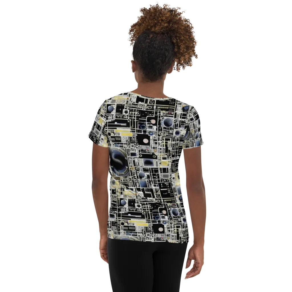 Midnight Control Grid on Women's Athletic T-Shirt — Back