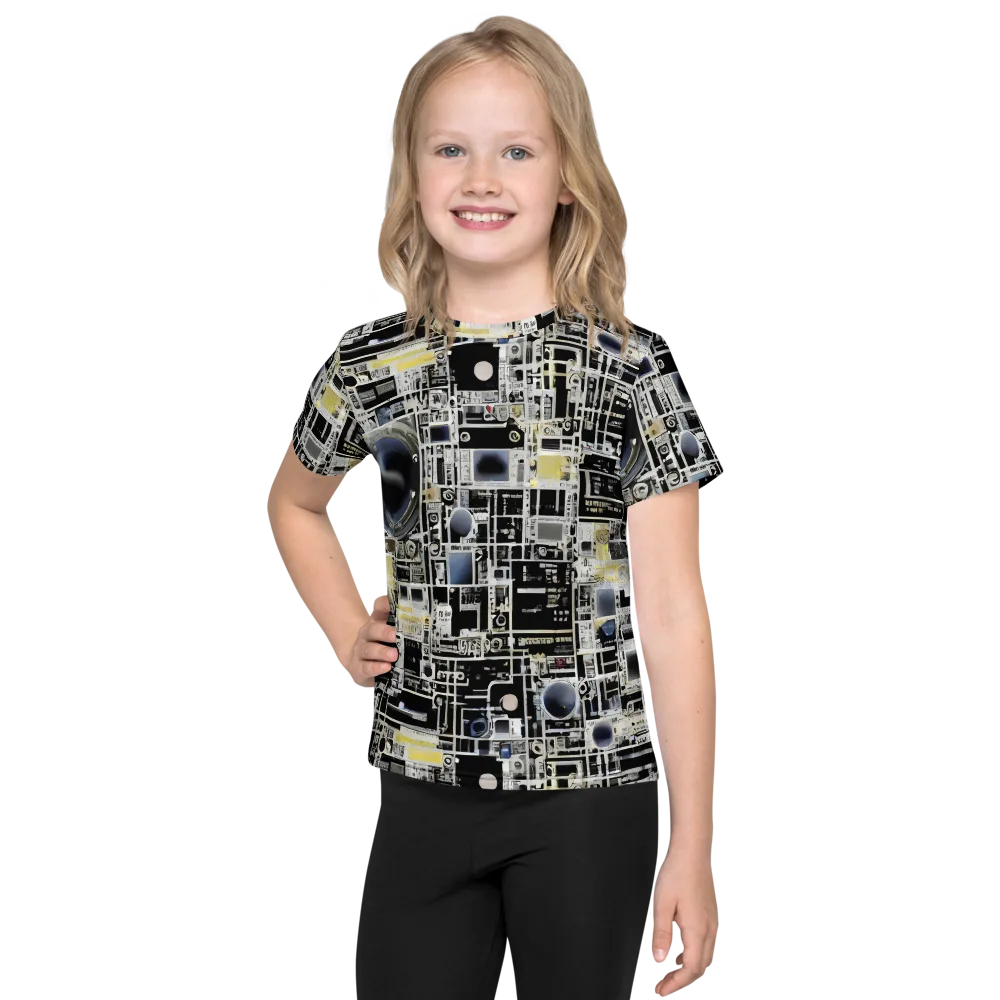 Midnight Control Grid on Kids Crew Neck T-Shirt — Front