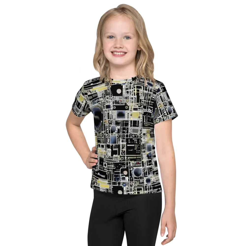 Midnight Control Grid on Kids Crew Neck T-Shirt — Front